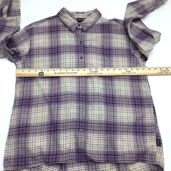 Patagonia Women's Purple Plaid Shirt Driving Song Button Up Back Pleat Small - Picture 4 of 10